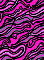 Dynamic Hot Pink Black Striped Waves Rug