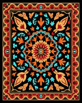 Ornate Red Orange Floral Mandala Rug