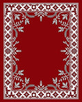 Crimson White Floral Vine Border Rug