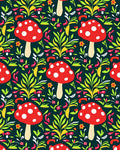 Whimsical Red Mushroom Forest Pattern Rug