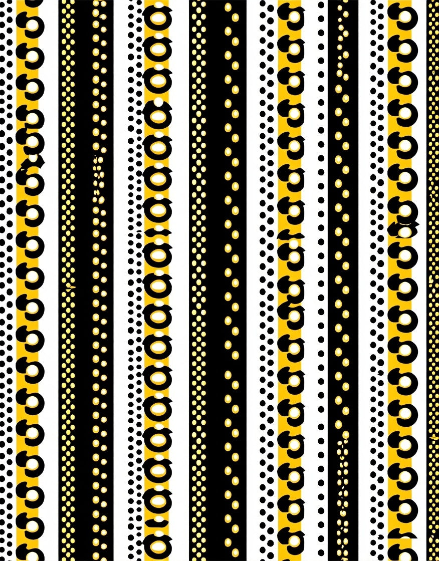 Black Yellow White Striped Leopard Dots Rug