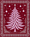 Crimson Feather Christmas Tree Ornaments Rug