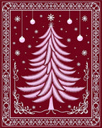 Crimson Feather Christmas Tree Ornaments Rug