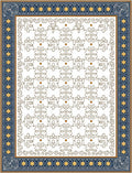 Elegant Navy Golden Flourish Border Rug