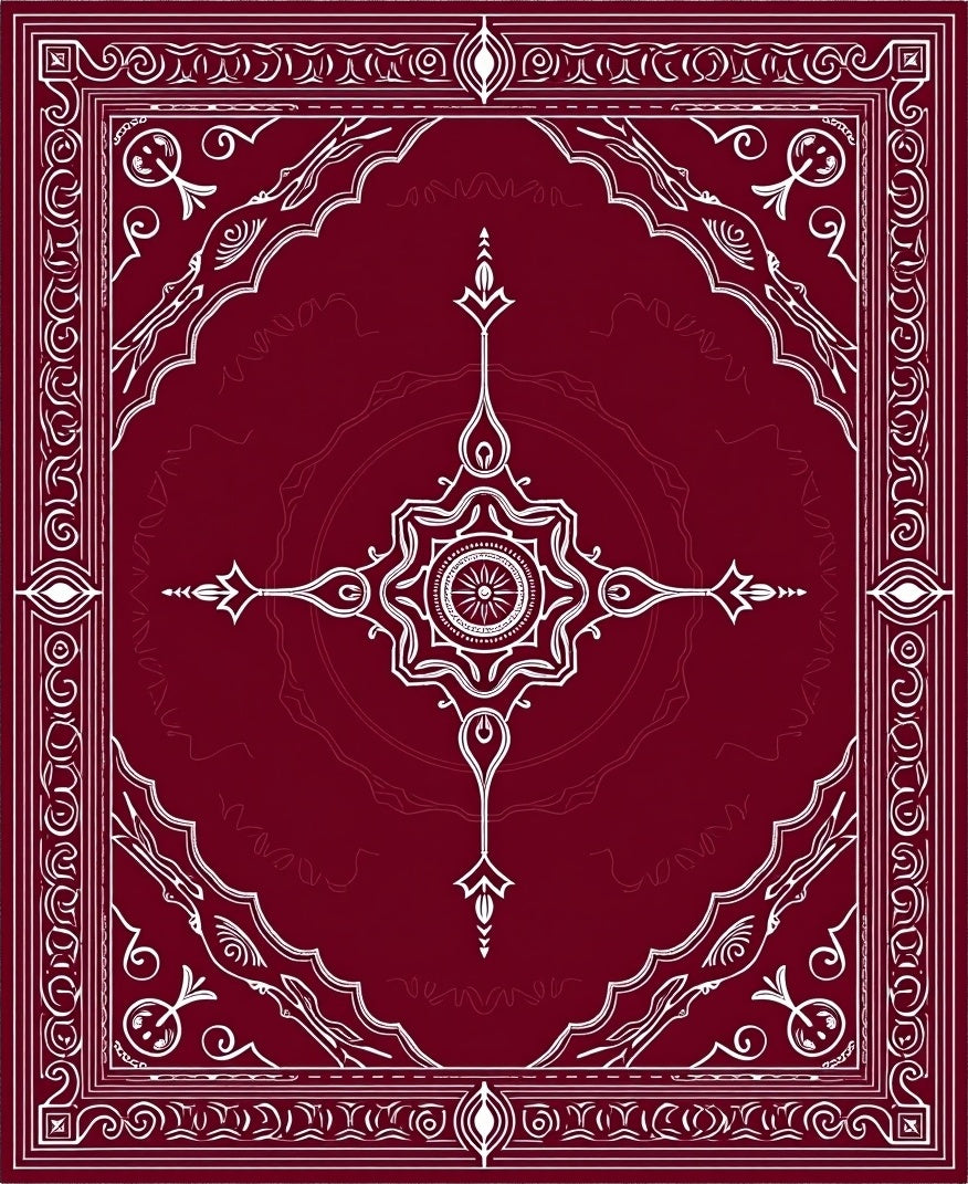 Crimson and White Intricate Mandala Rug