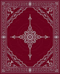 Crimson and White Intricate Mandala Rug