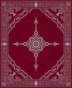 Crimson and White Intricate Mandala Rug