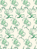Elegant Emerald Lily Sketch Rug