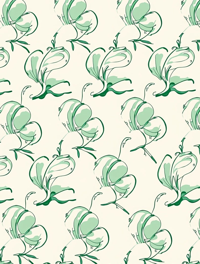 Elegant Emerald Lily Sketch Rug