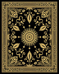 Ornate Black Gold Medallion Border Rug