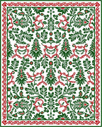 Intricate Red Green Floral Scroll Rug
