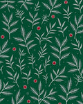 White Fir Branch Red Berry Holiday Rug