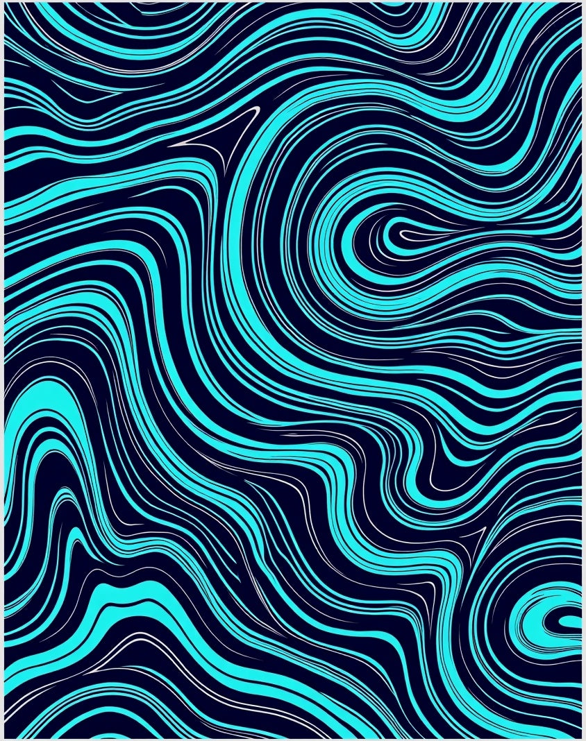 Aqua Marine Swirl Flow Rug