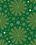 Green Yellow Fern Snowflake Medallion Rug