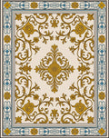 Golden Floral Medallion Cream Border Rug