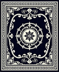 Classic Black Cream Floral Medallion Border Rug