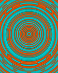 Orange Teal Concentric Rings Rug