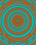 Orange Teal Concentric Rings Rug