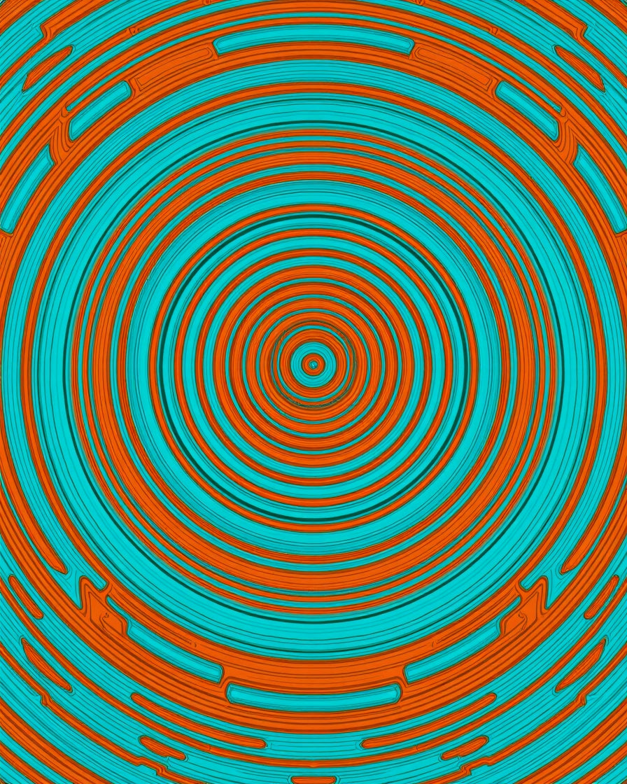 Orange Teal Concentric Rings Rug