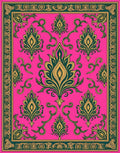 Vibrant Pink Emerald Floral Medallion Rug