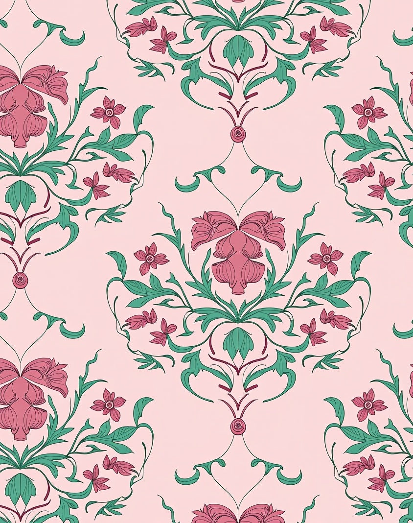 Pink Floral Swirl Botanical Rug