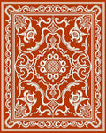 Rust White Vintage Floral Medallion Rug