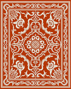 Rust White Vintage Floral Medallion Rug