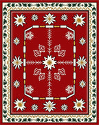 Crimson Folk Starburst Floral Rug
