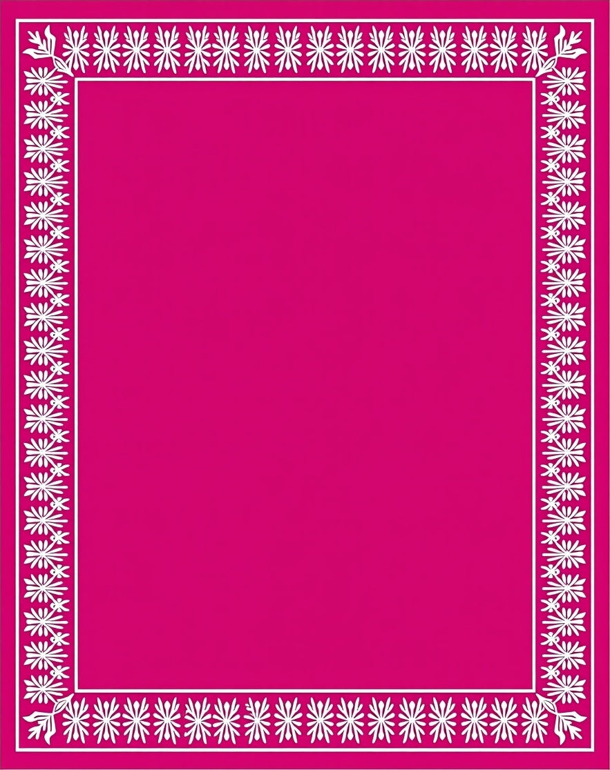 Vibrant Fuchsia Floral Border Rug
