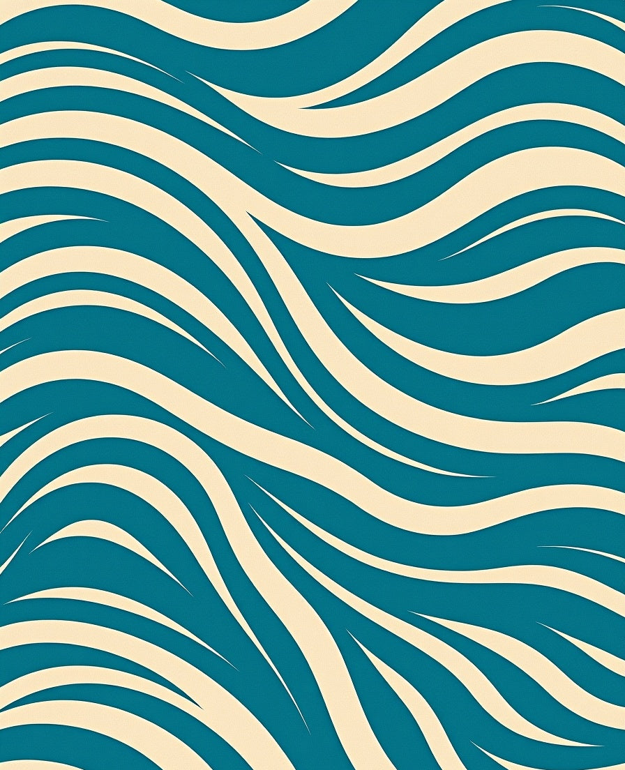 Teal Cream Wavy Stripe Rug