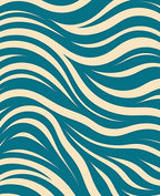 Teal Cream Wavy Stripe Rug