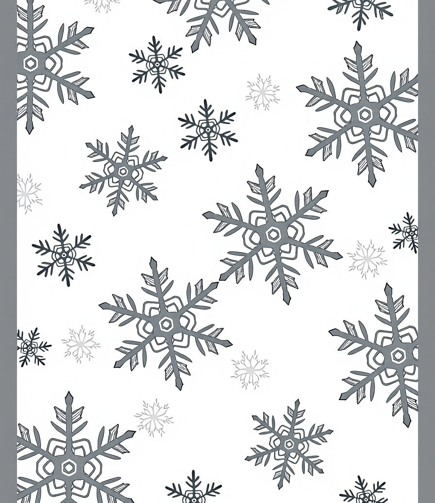 Gray Hand Drawn Snowflake Medley Rug