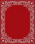 Crimson White Scroll Border Rug