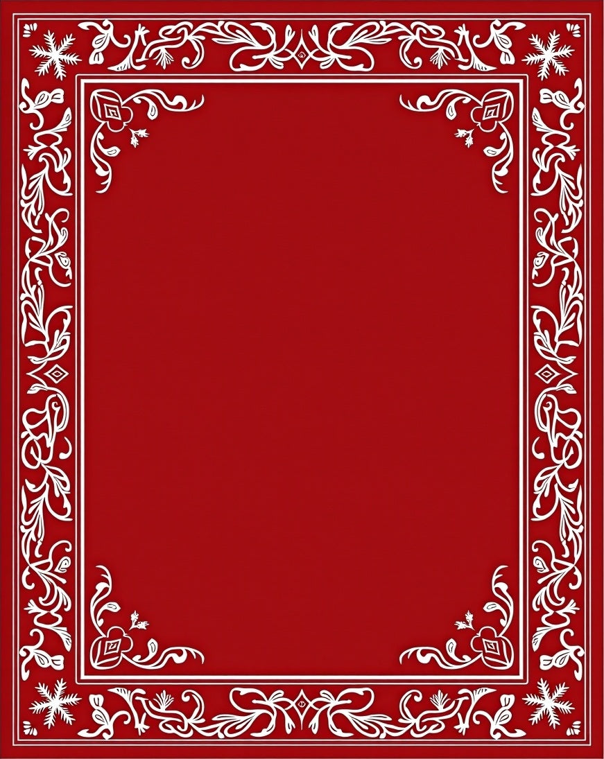 Crimson White Scroll Border Rug