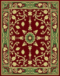 Garnet Green Floral Vine Medallion Rug