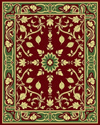 Garnet Green Floral Vine Medallion Rug
