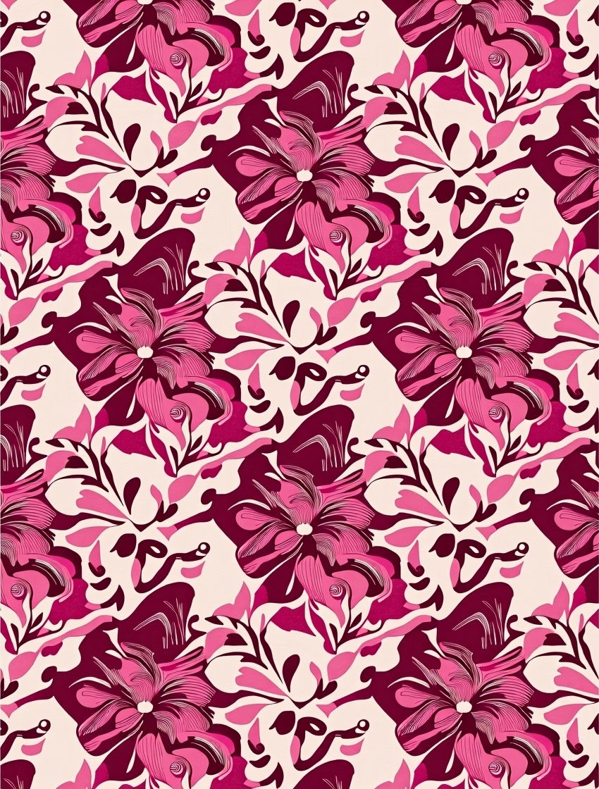 Crimson Pink Floral Garden Repeats Rug
