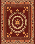 Warm Amber Floral Medallion Border Rug