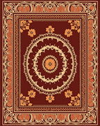 Warm Amber Floral Medallion Border Rug