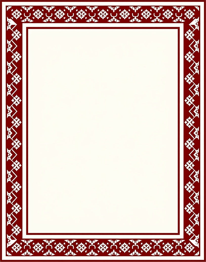 Crimson Geometric Border Rug