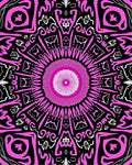 Vibrant pink black starburst mandala Rug