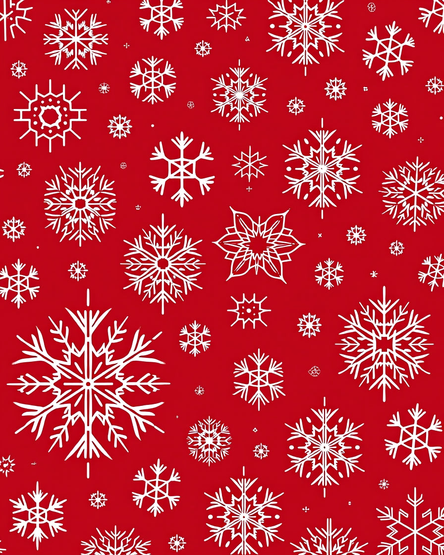 Red White Snowflake Holiday Scattered Rug