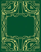 Art Deco Emerald Yellow Scroll Frame Rug