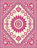 Vibrant Magenta Floral Starburst Medallion Rug