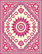 Vibrant Magenta Floral Starburst Medallion Rug