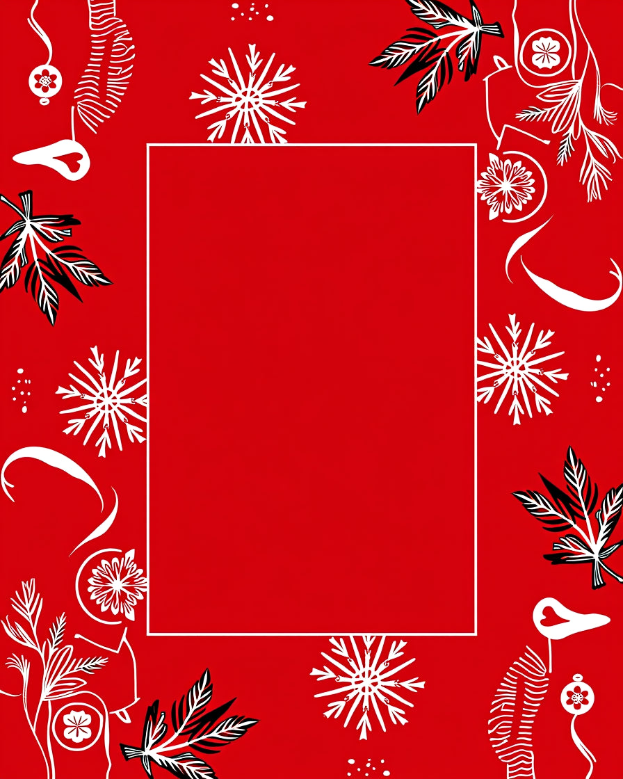 Bold Red Winter Snowflake Leaf Rug