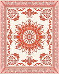Crimson Sunburst Floral Medallion Rug