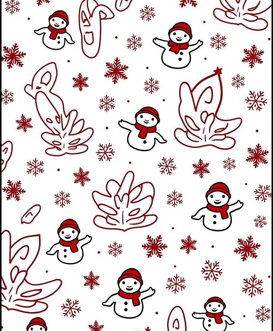 Festive Red Snowman Snowflake Medley Rug