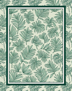 Green Tropical Foliage Border Rug