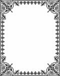 Elegant Black Ornate Floral Border Rug